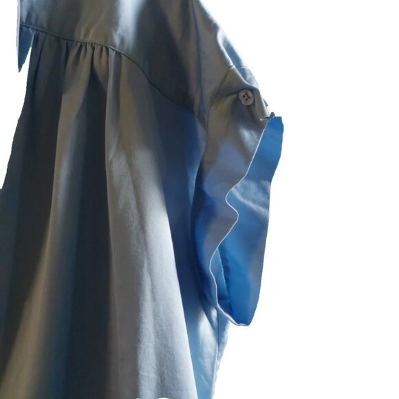 Brooks Brothers Light Blue Drop Shoulder Cap Sleeve Button-Down Shirt, S - Picture 11 of 13